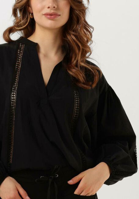Zwarte SUMMUM  TOP LACE ACCENT TENCEL/COTTON - large