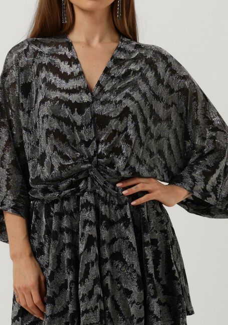 Zilveren COLOURFUL REBEL Mini jurk MENCIA ZEBRA METALLIC V-NECK DRESS - large
