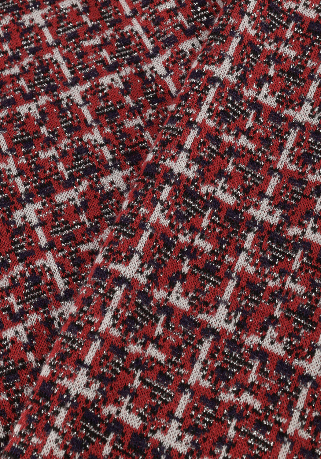 VANILIA Pantalon TARTAN TWEED TUBE en rouge - large