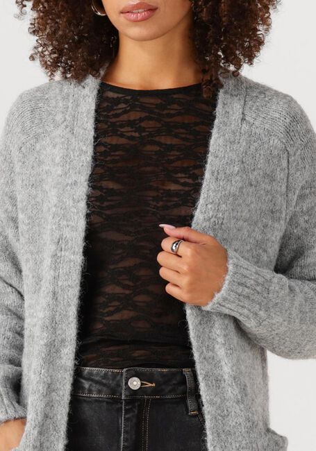 Lichtgrijze OBJECT Vest OBJMILU LS LO LONG KNIT CARDIGAN - large