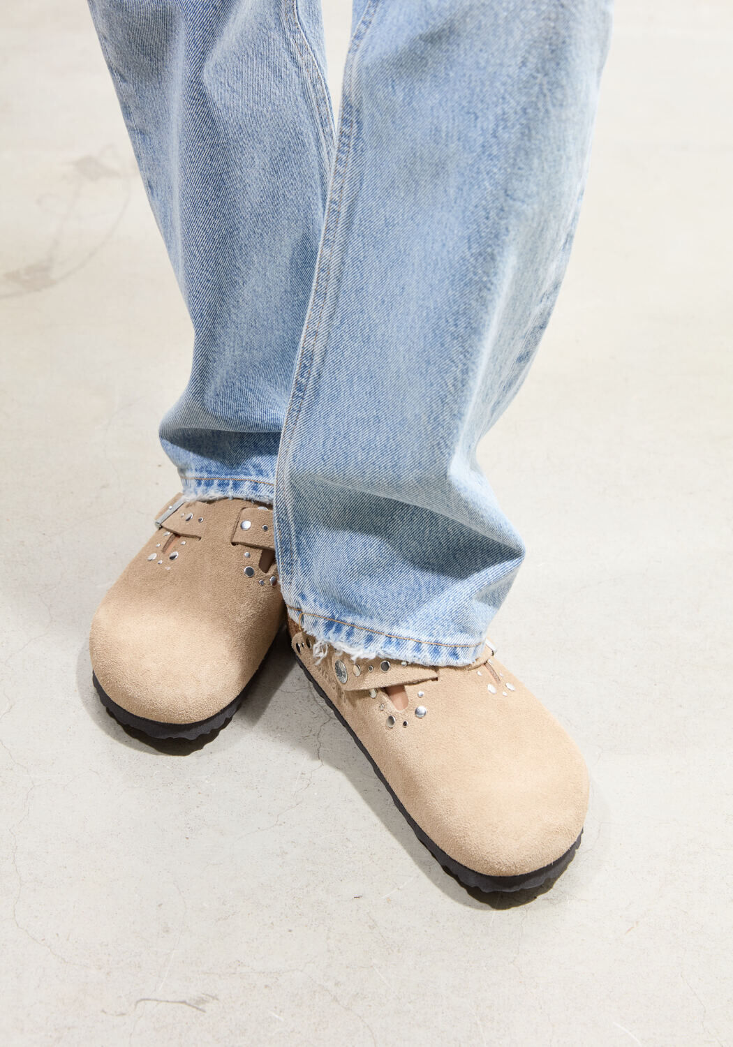 BIRKENSTOCK BOSTON RIVET Chaussures &agrave; enfiler en taupe - large