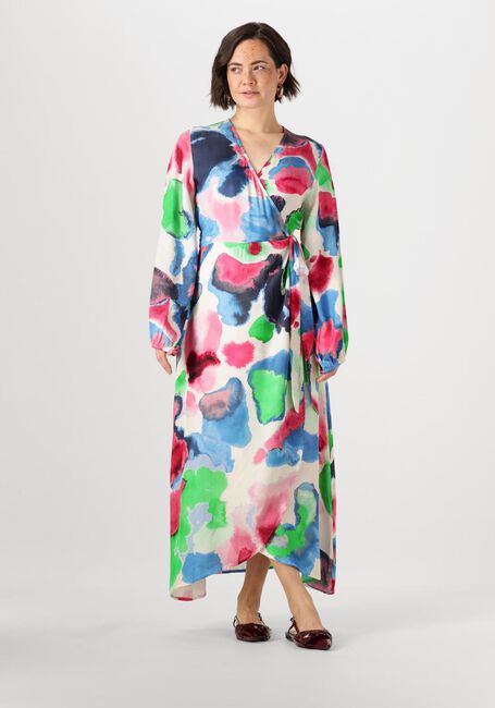 JANSEN AMSTERDAM Robe maxi NIENKE JURK WM 564 WRAP LONG PUFFED SLEEVE en multicolore - large