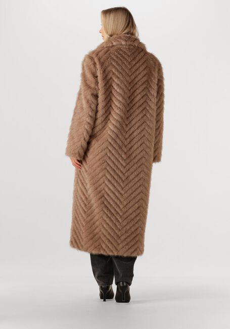 STUDIO AR Manteau SCARLET FAUX MINK ZIGZAG en taupe - large