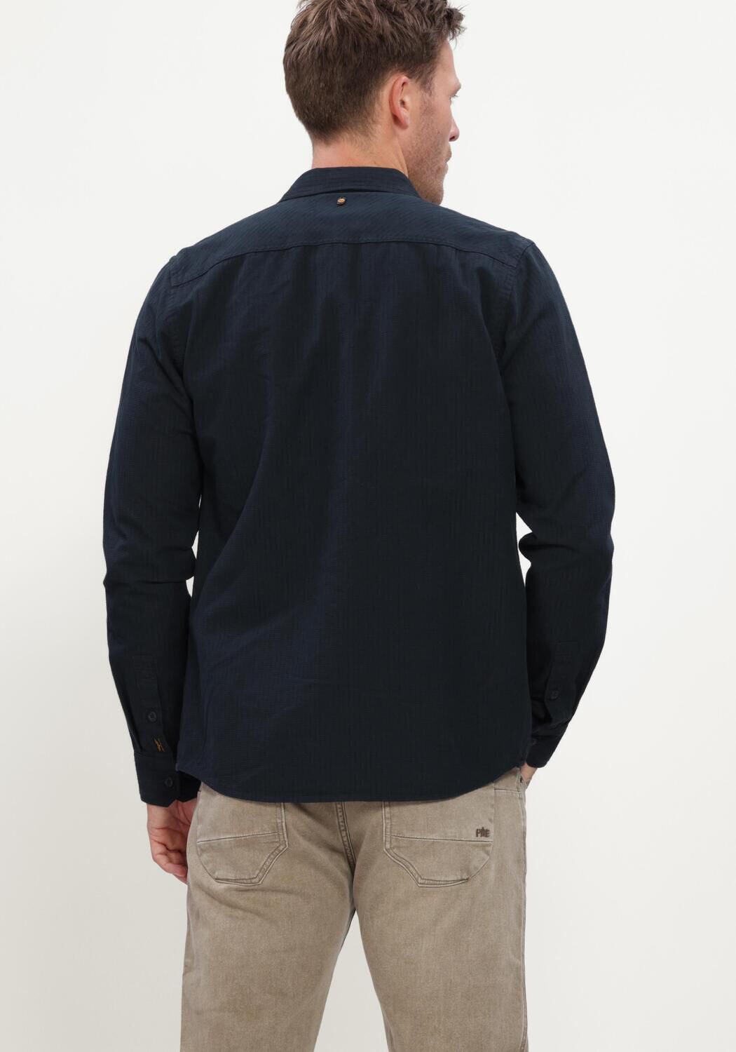 Donkerblauwe PME LEGEND Casual overhemd LONG SLEEVE SHIRT QUILT POPLIN - large