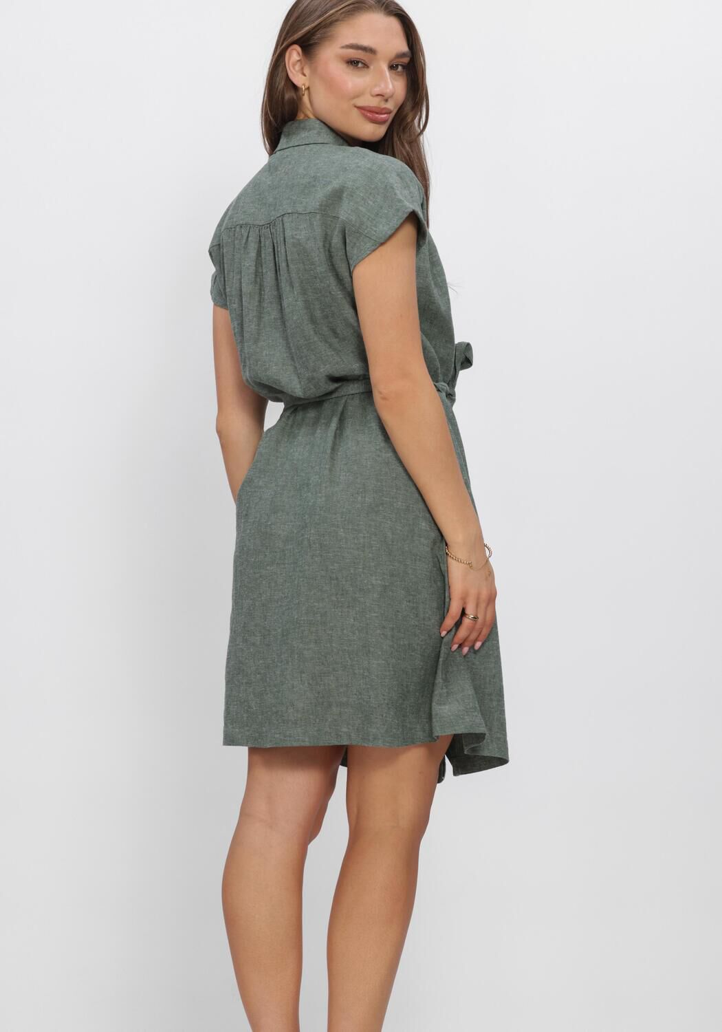 Groene MSCH COPENHAGEN Jurken MSCHVIANA GINIA SS SHIRT DRESS - large