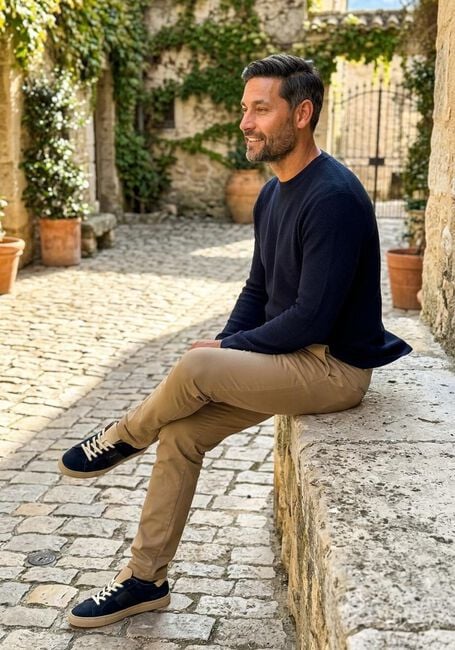GENTILUOMO Polo ROUND NECK SS Bleu fonc&eacute; - large