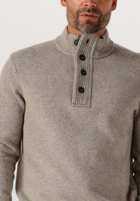 Beige BARBOUR Trui ESSENTIAL PATCH HALF ZIP KNITTED JUMPER - large