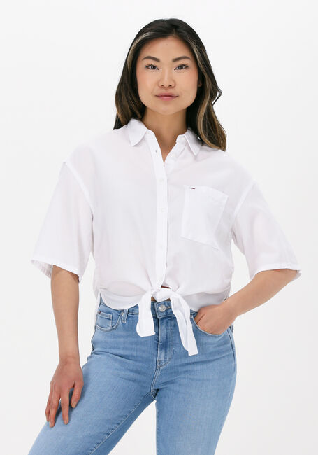 Witte TOMMY JEANS Blouse TJW FRONT TIE SHIRT - large