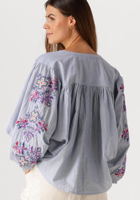 Blauwe BY-BAR  BECKY PINSTRIPE BLOUSE - large