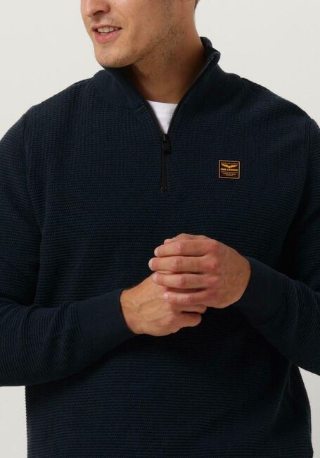PME LEGEND Pull HALF ZIP COLLAR COTTON PLATED Bleu foncé - large