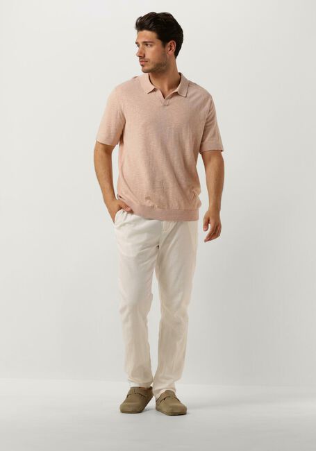 Perzik SELECTED HOMME Polo SLHBERG LINEN SS KNIT OPEN POLO - large