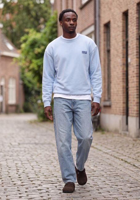 Blauwe AMERICAN VINTAGE Sweater PLIZZY CREW - large