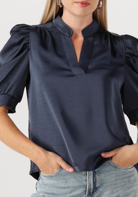 Donkerblauwe NEO NOIR  ROELLA HEAVY SATEEN BLOUSE - large
