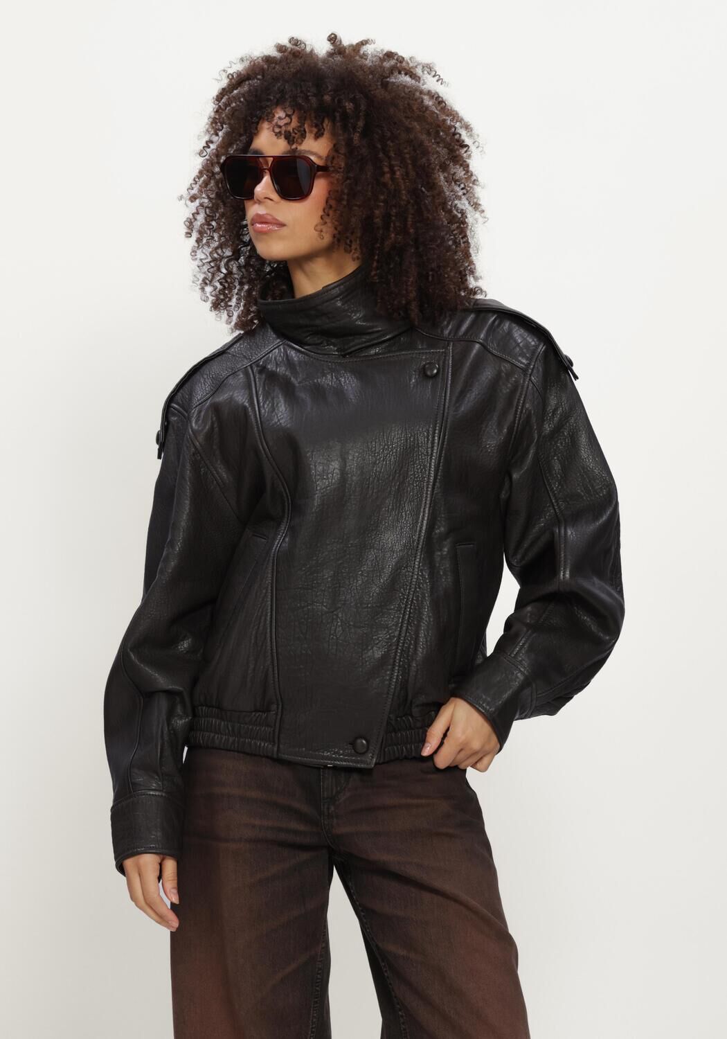 IBANA Veste en cuir JOZINE en noir - large