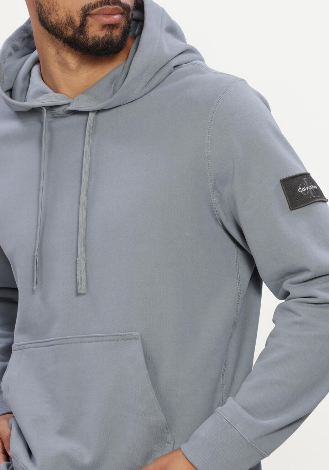 Grijze CALVIN KLEIN Trui LS EU 350TERRY BADGE HOODIE - large