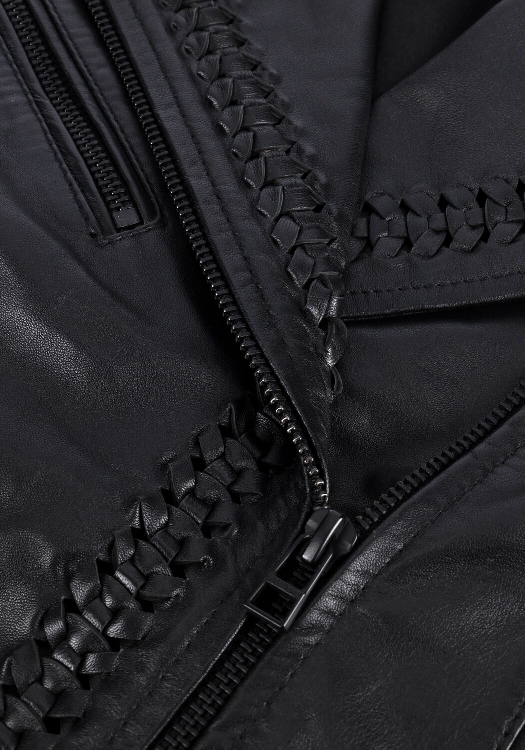 GOOSECRAFT Veste en cuir JADE BRAIDED en noir - large