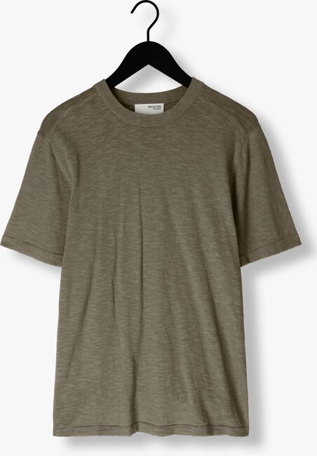 SELECTED HOMME T-shirt SLHBERG LINEN SS KNIT TEE NOOS en vert - large