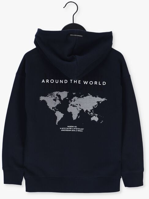 Donkerblauwe NIK & NIK Sweater THE WORLD HOODIE - large
