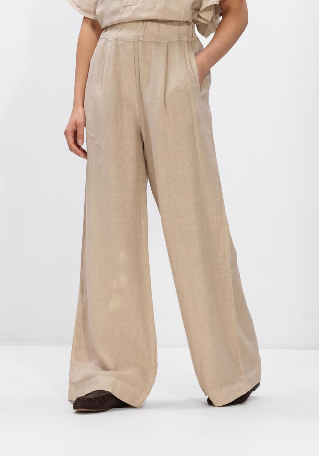 BY-BAR Pantalon large BENJI LINNEN PANTS en beige