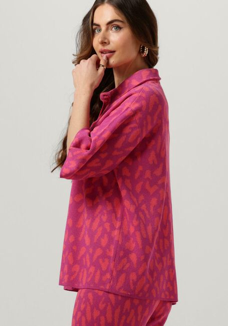 ALIX THE LABEL Haut LADIES KNITTED JACQUARD SHORT SLEEVES BLOUSE en rose - large