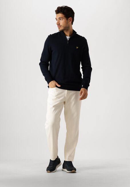 Donkerblauwe LYLE & SCOTT Trui COTTON MERINO QUARTER ZIP JUMPER - large