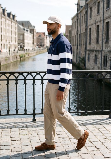 Donkerblauwe TOMMY HILFIGER Trui NAUTICAL BLOCK STRIPE 1/4 ZIP - large