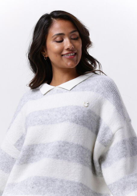 10DAYS Pull STRIPED POLO SWEATER KNIT Écru - large