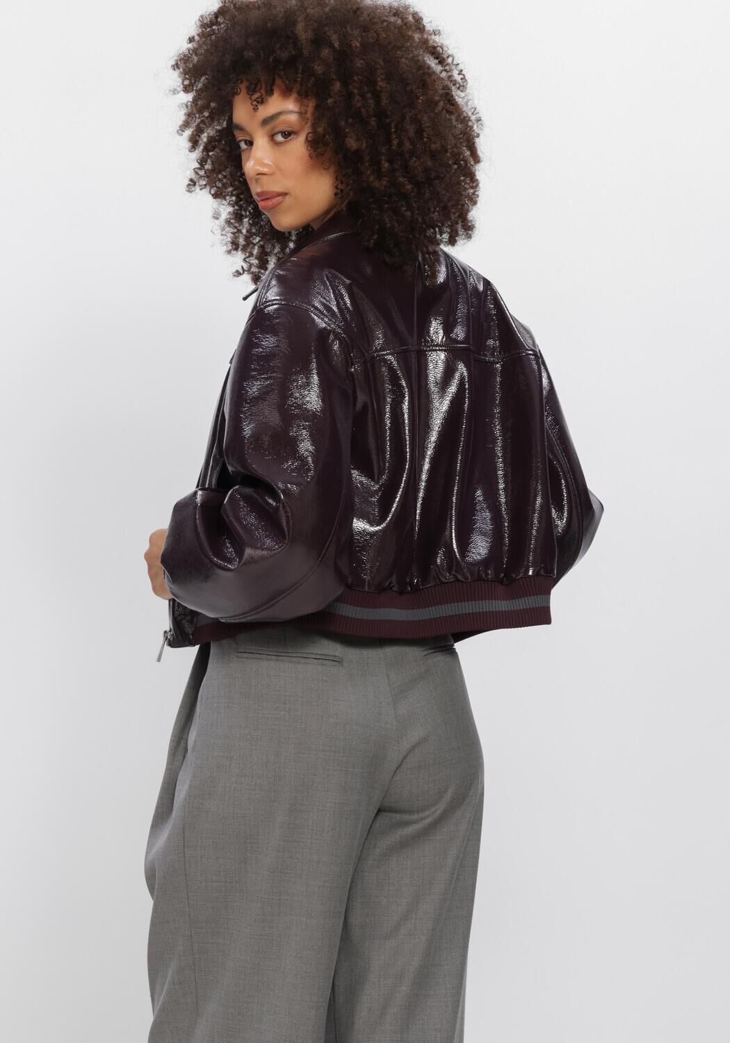 DANTE6 Jack DALYN FAUX CRACKLE LEATHER BOMBER Bordeaux - large