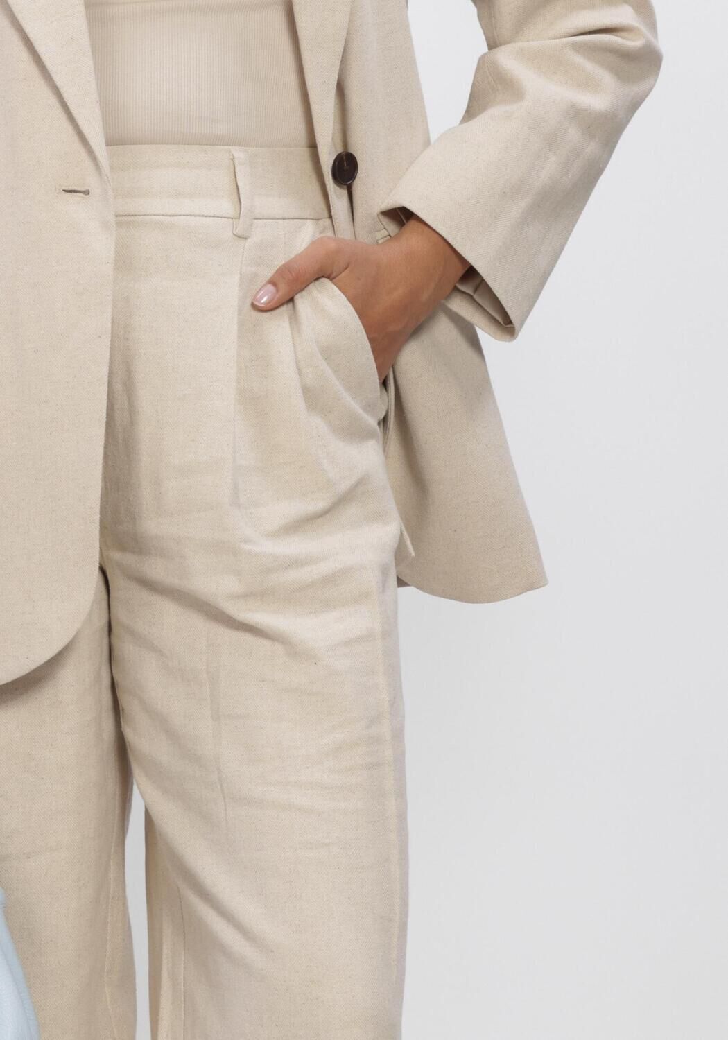 CO'COUTURE LEENACC LINEN PLEAT LL PANT Pantalons en beige - large
