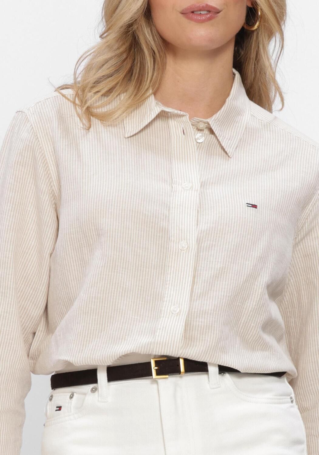 Beige TOMMY JEANS  TJW RLX LINEN SHIRT - large