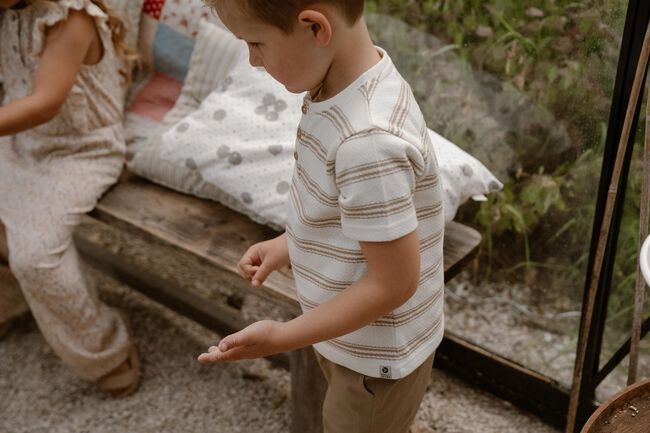 DAILY7 Polo T-SHIRT STRIPE Sable - large