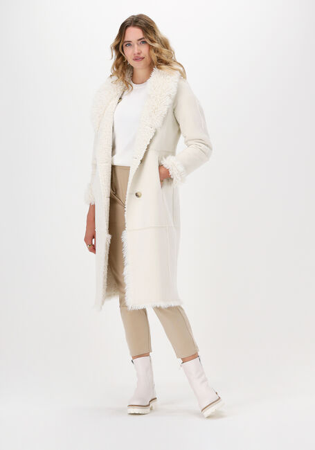 Creme BEAUMONT Teddy jas LONG REVERSIBLE LAMMY MIX COAT - large