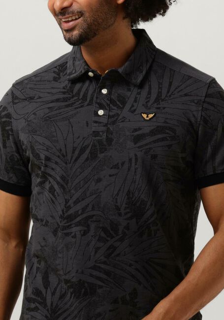 Donkergrijze PME LEGEND Polo SHORT SLEEVE POLO PIQUE MELANGE AOP - large