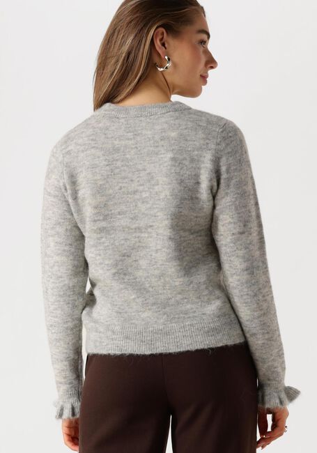 Lichtgrijze SELECTED FEMME Trui SLFLULU LS KNIT FRILL CUFF O-NECK - large