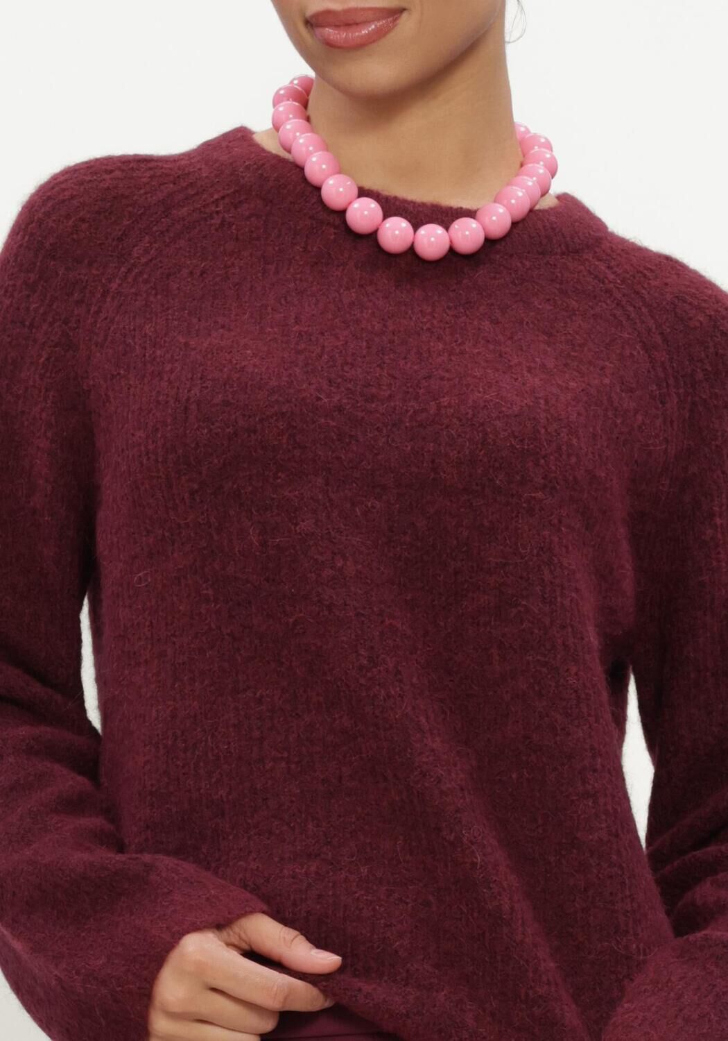 Bordeaux OBJECT Trui OBJAGATE O-NECK L/S KNIT PULLOVER NOOS - large
