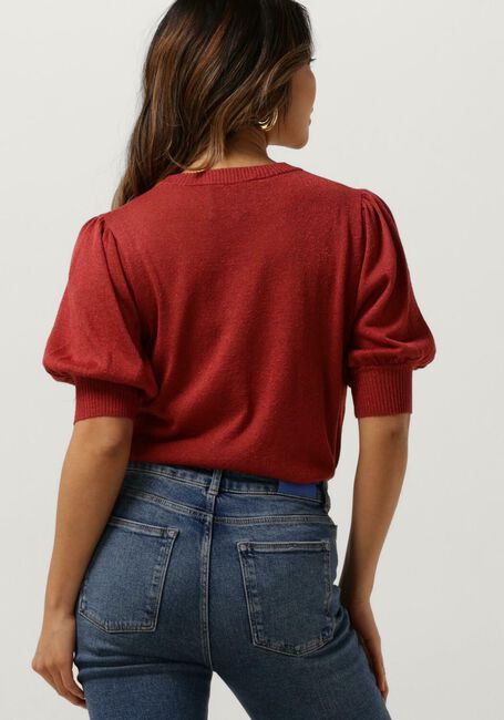 MINUS T-shirt LIVA PUFF SLEEVE METALLIC KNIT PULLOVER en rouge - large