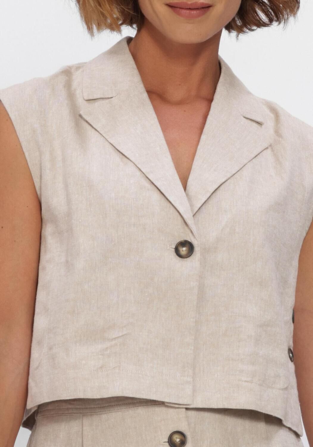 Y.A.S. Gilet YASUSUMA SHORT LINEN BLEND WAISTCOAT en beige - large