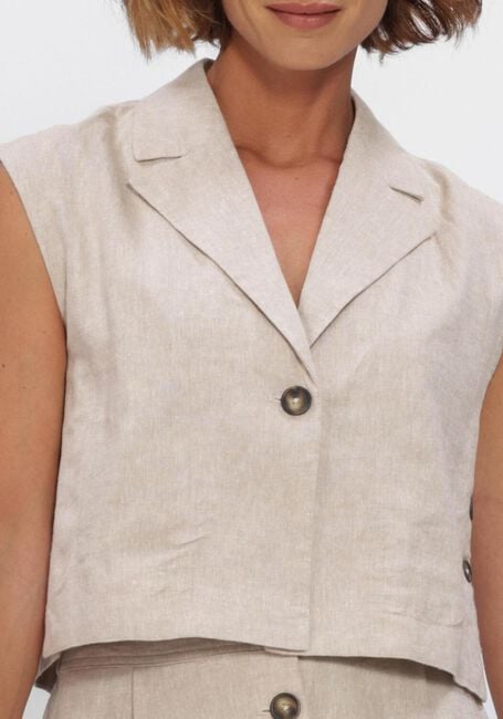 Beige Y.A.S. Gilet YASUSUMA SHORT LINEN BLEND WAISTCOAT - large