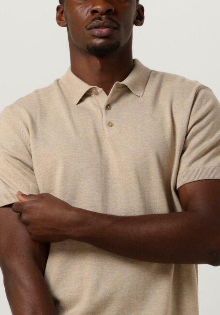 SELECTED HOMME Polo SLHBERG SS KNIT POLO NOOS en beige - large