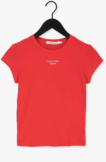 Rode CALVIN KLEIN T-shirt STACKED LOGO TIGHT TEE - large