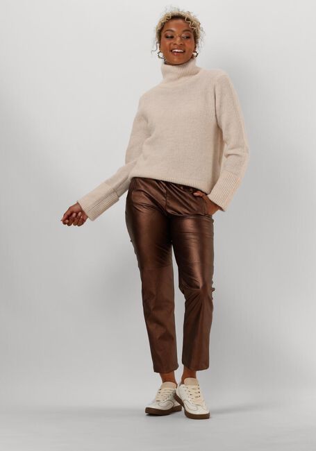 SELECTED FEMME Pull SLFSIA RAS LS KNIT HIGH NECK en beige - large