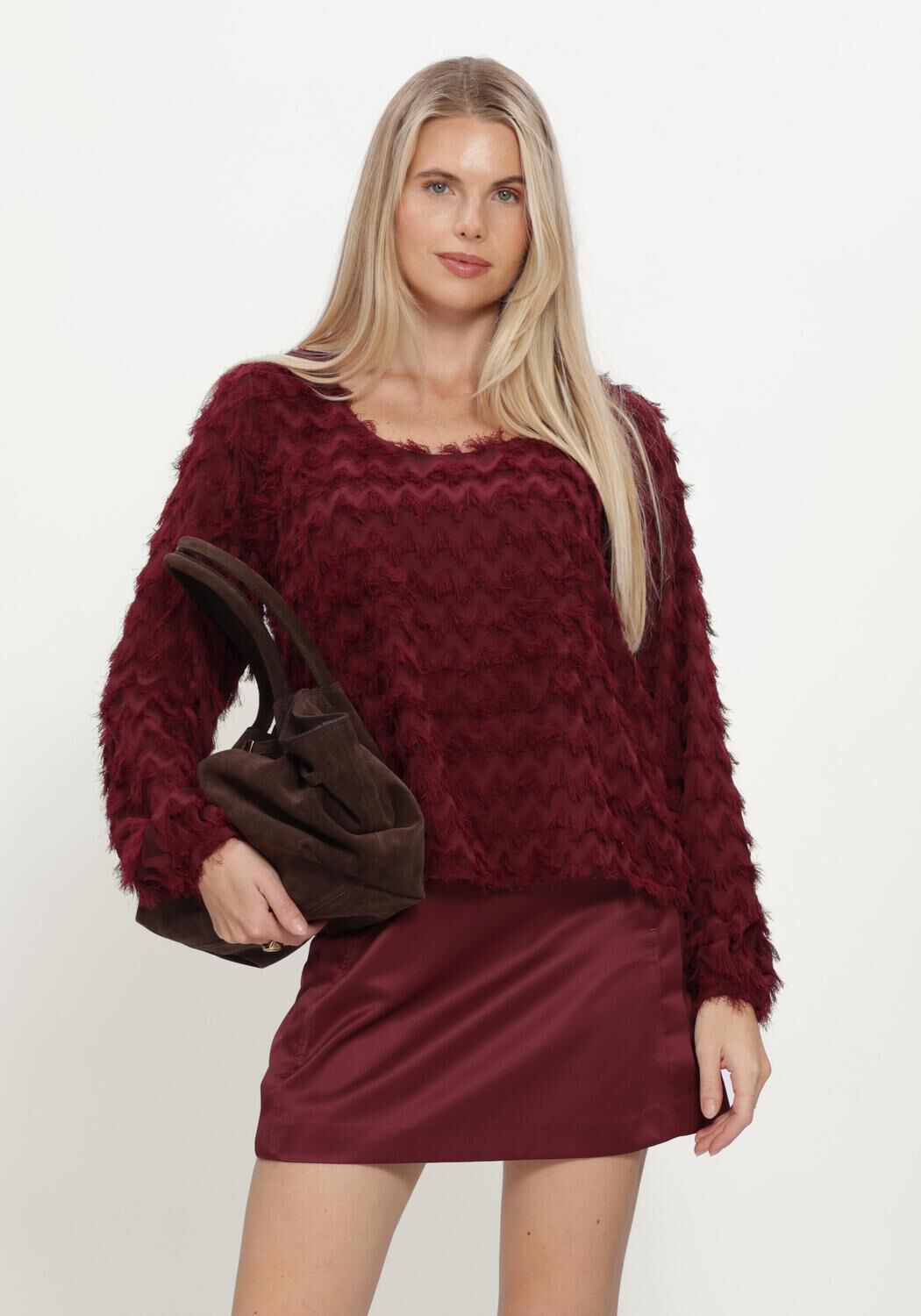 SELECTED WOMEN Pull SLWMYLA LS RELAXED TOP Bordeaux
