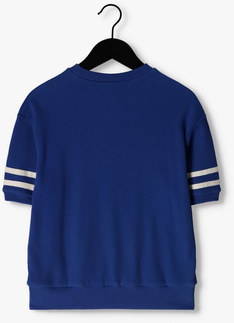 CARLIJNQ T-shirt MARBLES - SWEATER SHORT SLEEVE WT EMBROIDERY + TAPING Bleu foncé - large