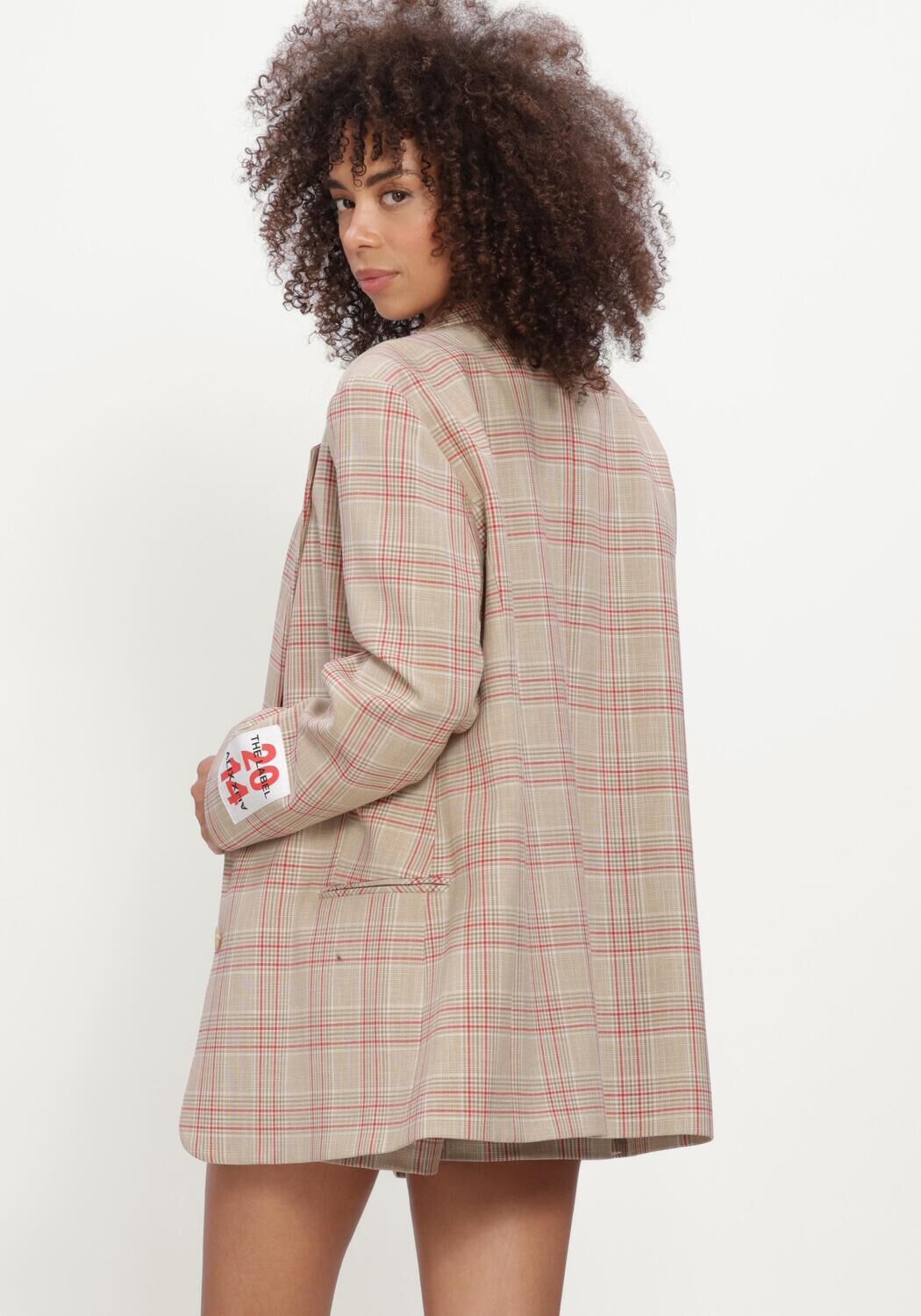 ALIX THE LABEL Blazer LADIES WOVEN OVERSIZED CHECK BLAZER Sable - large