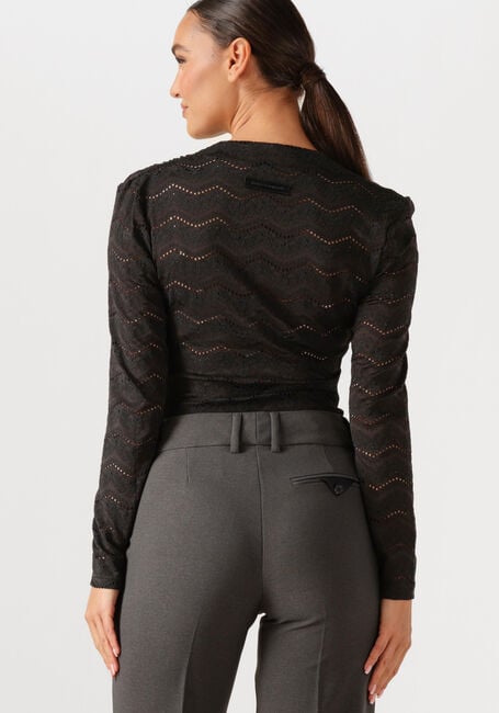 Zwarte HAUTE L'AMITIÉ  LACE DRAPE NECK BLOUSE - large