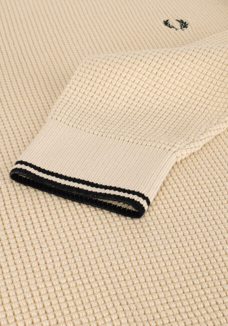 Beige FRED PERRY Trui WAFFLE STITCH CREW NECK JUMPER - large