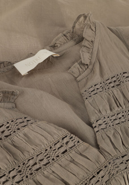 Taupe NOTRE-V Top VOILE TOP SHORT SLEEVES Taupe NOTRE-V Top VOILE TOP SHORT SLEEVES - large
