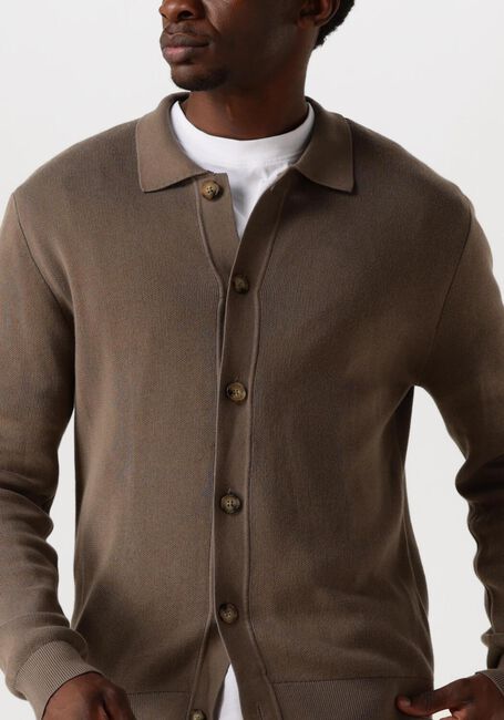 SELECTED HOMME Gilet SLHMATTIS LS KNIT POLO CARDIGAN en marron - large