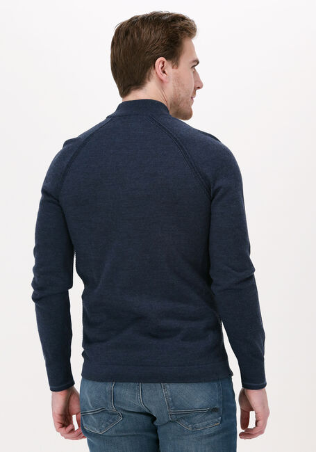 CAST IRON Pull MOCK NECK TECH MERINO Bleu foncé - large