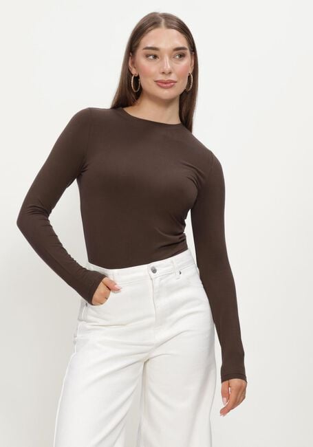 Bruine SELECTED WOMEN Top SLFMANJA LS O-NECK - large